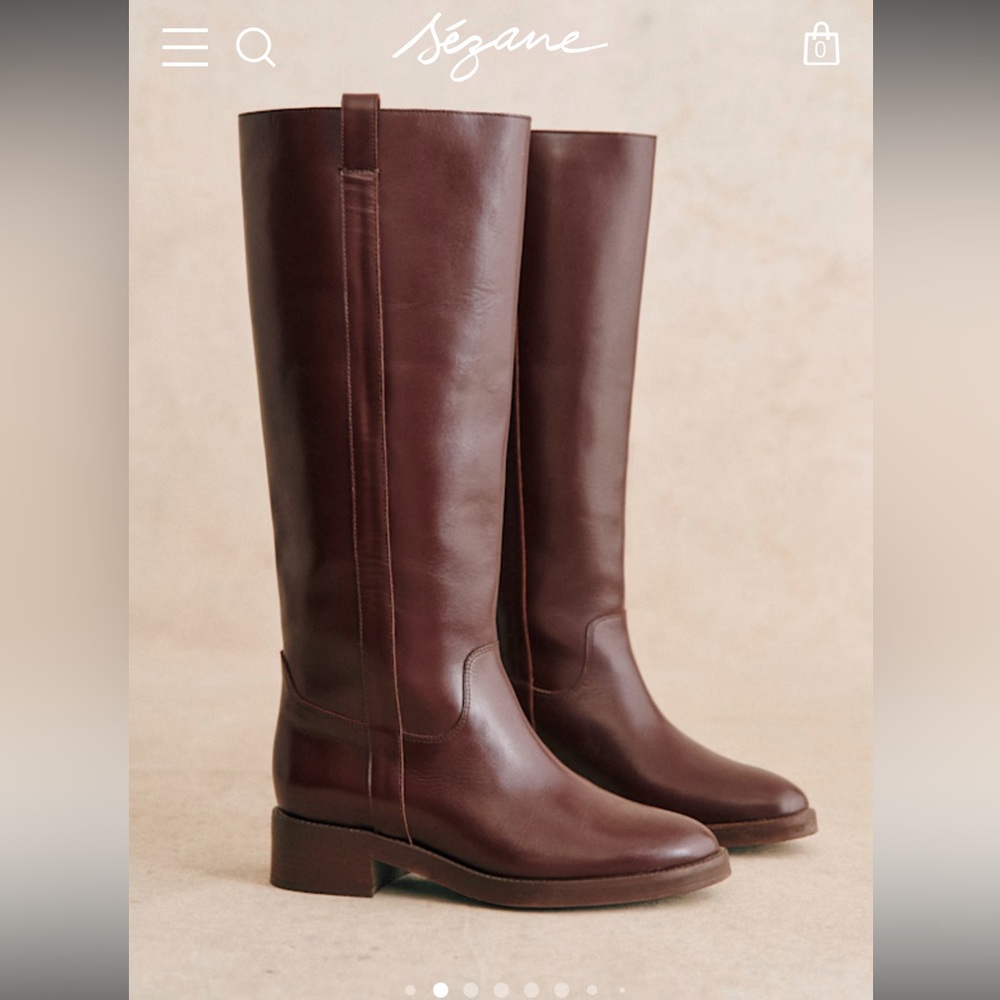 ISO Sezane Bridget boots in glossy chocolate